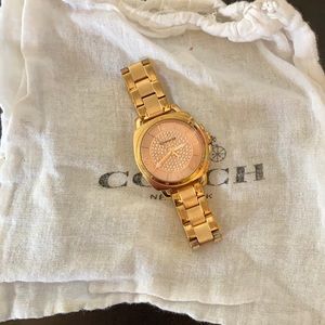 Rose gold diamond inner face coach watch